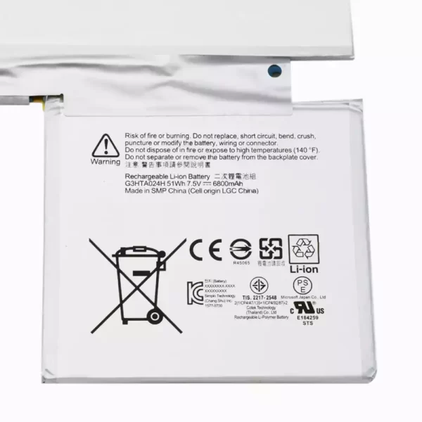 Batterie d'origine pour ordinateur portable Microsoft G3HTA024H – Image 3