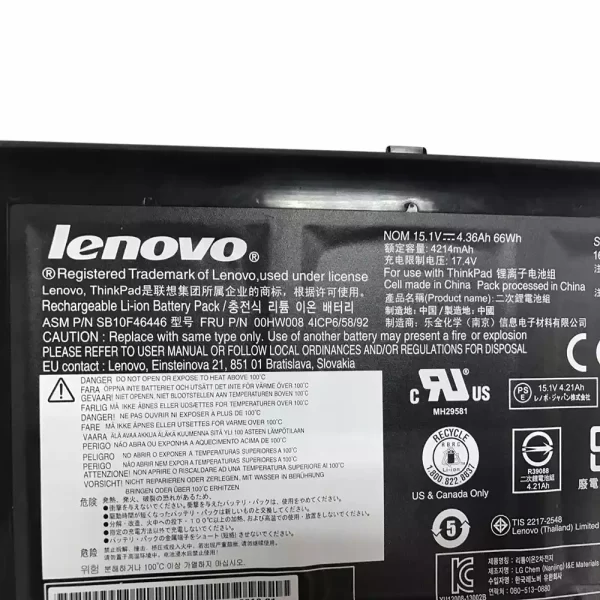 Batterie d'origine pour ordinateur portable LENOVO 00HW008,SB10F46446 – Image 3