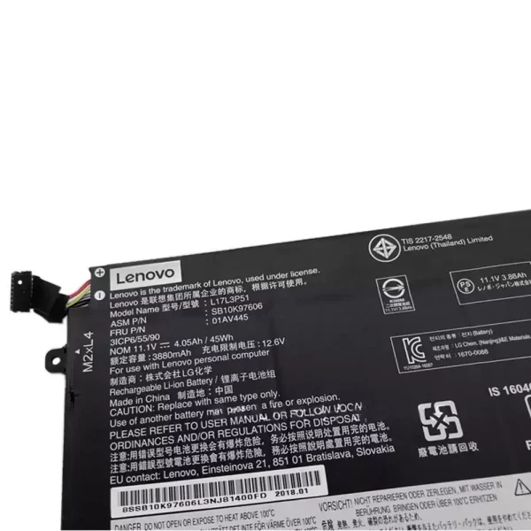 Batterie d'origine pour ordinateur portable Lenovo 01AV466,SB10K97613 – Image 3