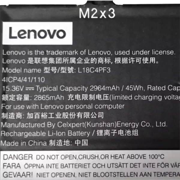 Batterie d'origine pour ordinateur portable LENOVO L18C4PF3 – Image 2