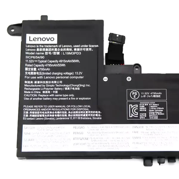 Batterie d'origine pour ordinateur portable LENOVO L19D3PD3,L19M3PD3,L19L3PD3 – Image 3