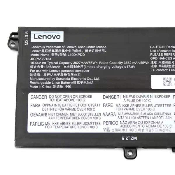 Batterie d'origine pour ordinateur portable LENOVO L19D4PDD L19C4PDD L19M4PDD – Image 3