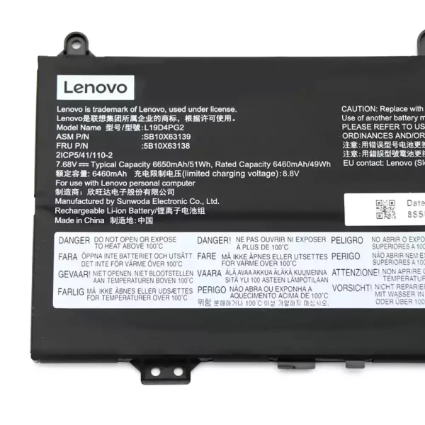 Batterie d'origine pour ordinateur portable LENOVO L19D4PG2 – Image 3