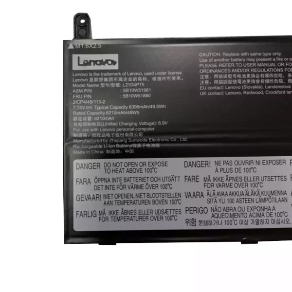 Batterie d'origine pour ordinateur portable LENOVO L21D4P75 5B10W51880 SB10W51981 – Image 2