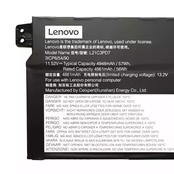 Batterie pour ordinateur portable LENOVO L21C3PD7 L21M3PD7 – Image 3