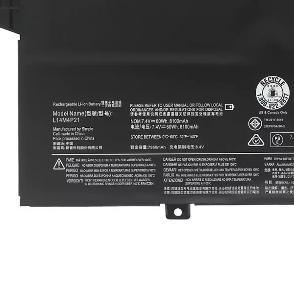 Batterie pour ordinateur portable LENOVO L14M3P22 L14S3P21 – Image 3