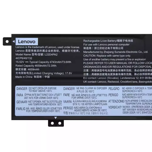 Batterie pour ordinateur portable LENOVO L22C4PA2 L22D4PA2 L22M4PA2 – Image 3