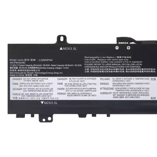 Batterie pour ordinateur portable LENOVO L22M3PA4 L22B3PA4 L22C3PA4 L22B3PA3 L22C3PA3 L22M3PA3 – Image 3
