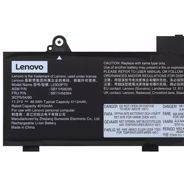Batterie pour ordinateur portable Lenovo L23D3P70 L23X3P70 L23M3P70 – Image 3