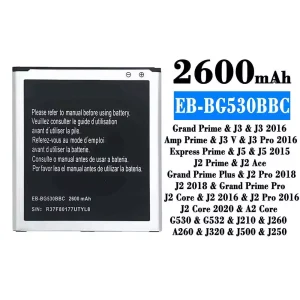 Batterie EB-BG530BBC pour Samsung J3/J3 2016/J3 Pro 2016/J5/J5 2015