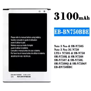 Batterie EB-BN750BBE EB-BN750BBC pour Samsung Note 3 Neo