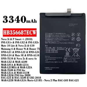 Batterie HB356687ECW pour HUAWEI Nova 3i / Mate 10 Lite / Nova 2i / Honor 9i / Honor 7X / Nova 2s / nova 4e/P30 lite / P30 Lite 2020 /