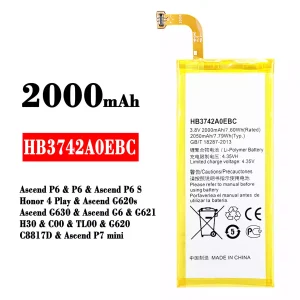 Batterie HB3742A0EBC pour HUAWEI P6 / P6 S / Honor 4 Play / G6 / P7 mini