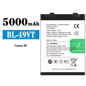 Batterie BL-49VT pour Tecno Camon 30