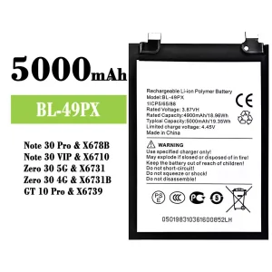 Batterie BL-49PX pour Infinix Note 30 Pro / Note 30 VIP / Zero 30 5G / Zero 30 4G / GT 10 Pro