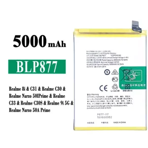 Batterie BLP877 pour OPPO Realme 8i / Realme C31 / Realme C30 / Realme Narzo 50I Prime / Realme C33 / Realme C30S /  Realme 9i 5G / Realme Narzo 50A Prime