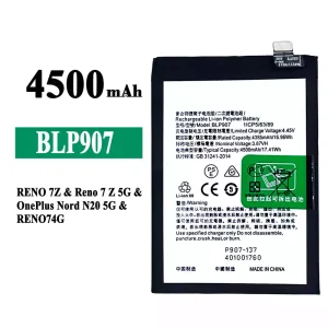 Batterie BLP907 pour OPPO RENO 7Z / Reno 7Z 5G / RENO 7 4G / RENO 8 4G /OnePlus Nord N20 5G