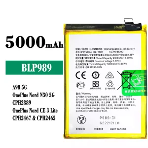 Batterie BLP989 pour OPPO A98 5G /OnePlus Nord N30 5G /OnePlus Nord CE 3 Lite