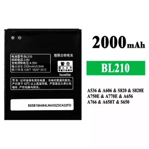 Batterie BL210 pour Lenovo A536/A606/S820/S820E/A750E/A770E/A656/A766/A658T/S650