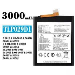 Batterie TLP029D1 pour Alcatel 3 2018 / 3L 2018  / 3x 2018