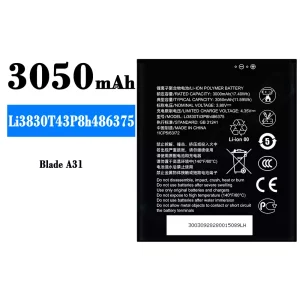Batterie Li3830T43P8h486375 pour ZTE Blade A31